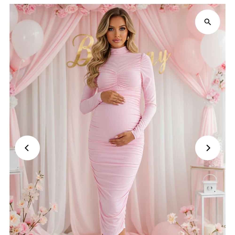 Pink Maternity Ruched Bodycon Dress